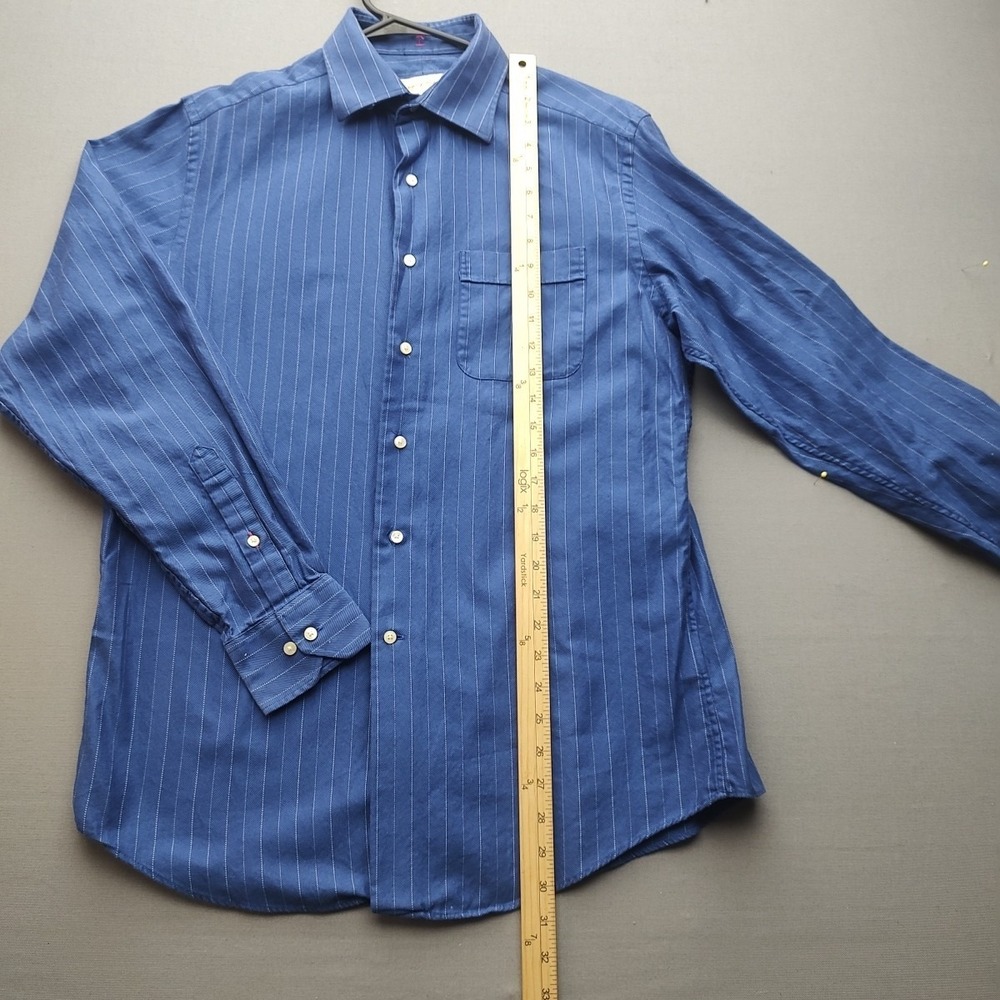 Tommy Bahama Men's Blues Striped Button Up Shirt Long Sleeve 15.5  34-35‎ - Picture 7 of 14